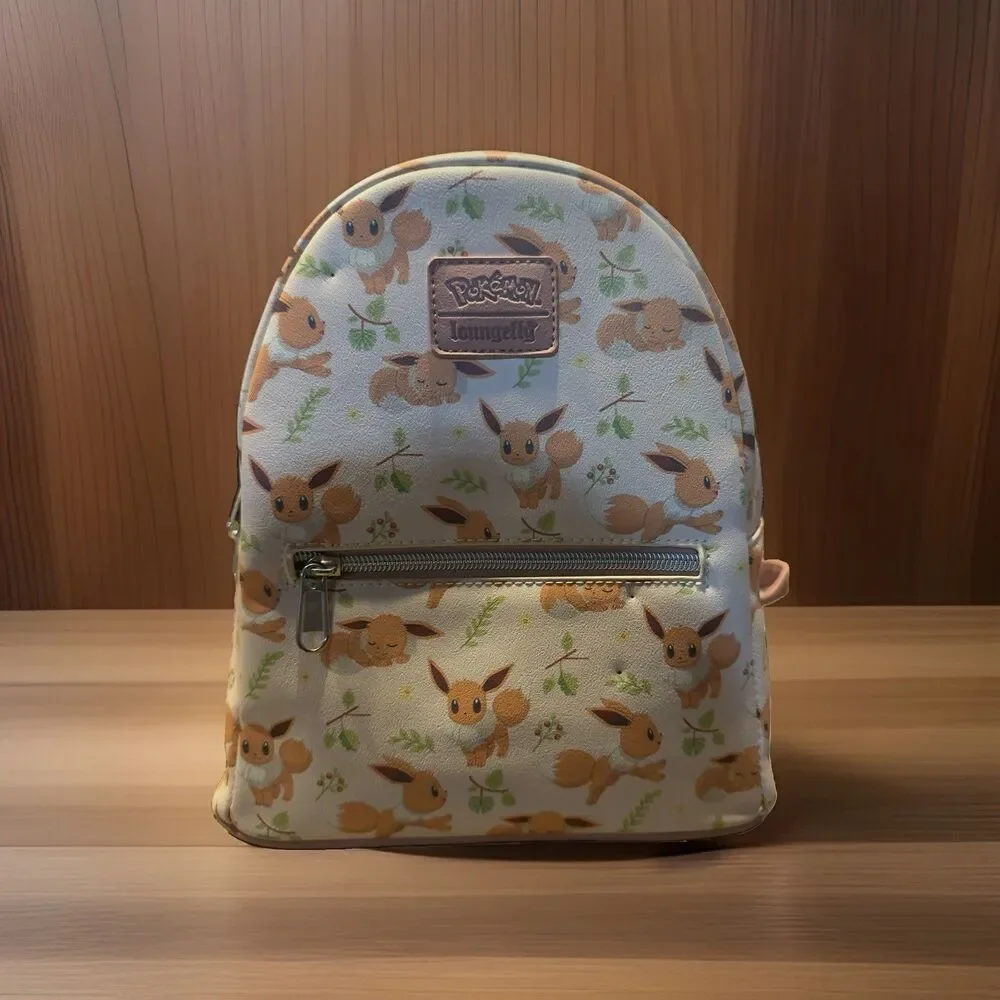 Loungefly Pokémon Eevee Print Mini Backpack White/Brown/Green Adjustable